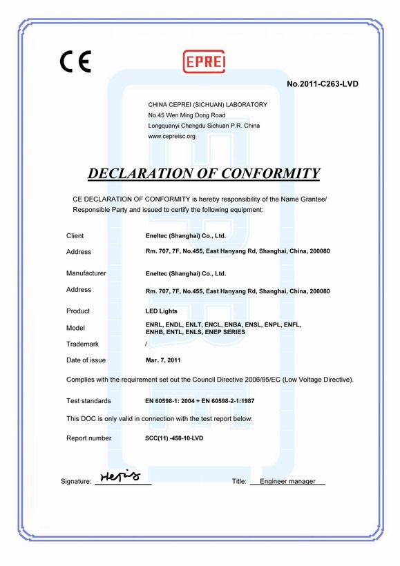 Luces LED Certiflcates